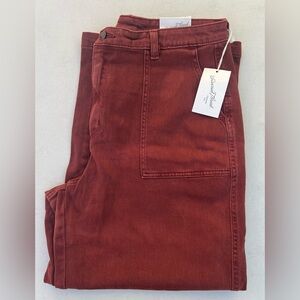 Universal Thread Burgundy Cropped Wide Leg Jeans